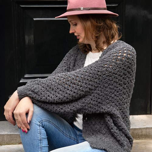 Crochet Kit Budgetyarn Soft Aran Granny Stripe Cardigan-3