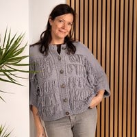 Happy cardigan with fringes Yarn and Knitting Kit