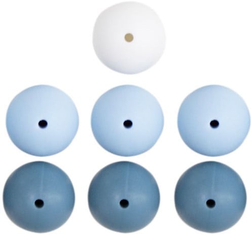 Go Handmade Silicone Beads 7 Pieces 15 Blue Mix