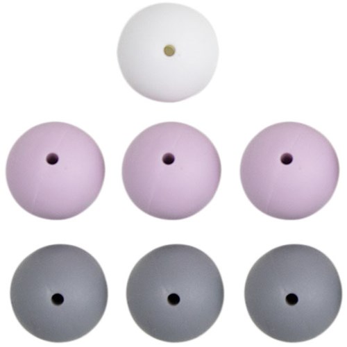 Go Handmade Silicone Beads 7 Pieces 16 Lavender Mix