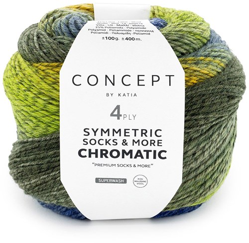 Katia Symmetric Socks & More - Chromatic 200 Green-Yellow-Blue