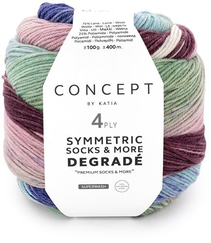 Katia Symmetric Socks & More - Degradé 082 Chewing Gum Pink-Mint Green-Blue