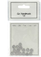 Go Handmade Glitter Buttons Silver 9mm (15 pieces)