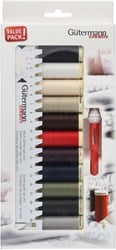 Gütermann Sewing Thread Set with Sewing Gauge and Seam Ripper - 11 spools